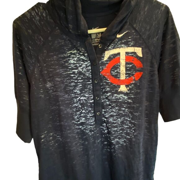 Minnesota Twins Hoodie Girls XL (16-18) Blue Nike Logo MLB Baseball Short Sleeve - Picture 12 of 13
